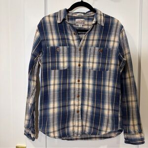 J. Crew Mid Weight Flannel Plaid Slim Fit Men’s M Cotton Button Blue